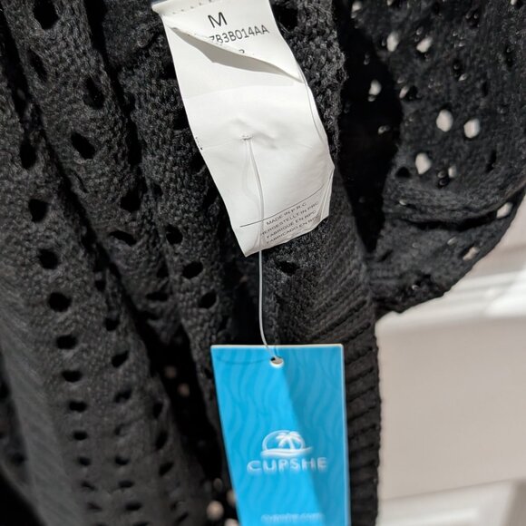 *NEW* (M) CUPSHE Cover Up Crochet Mini Dress V Neck - Black - Picture 3 of 4